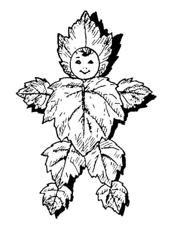 Online coloring book: Coloring little guy with leaves